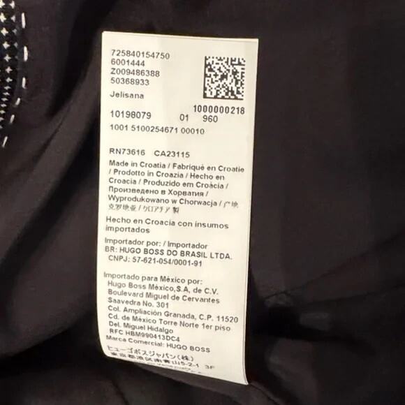 BOSS HUGO BOSS Jelisana Jacket Blazer Two Button Wool Black White Dot 12 L - Picture 6 of 9